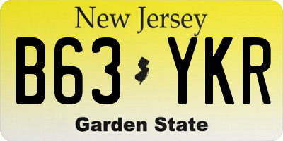 NJ license plate B63YKR