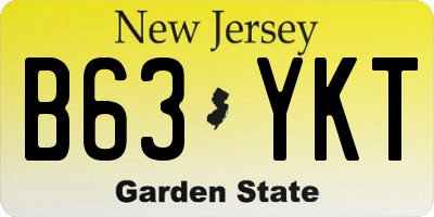 NJ license plate B63YKT