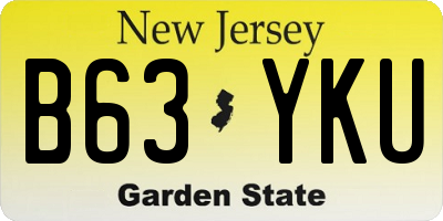 NJ license plate B63YKU