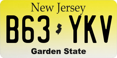 NJ license plate B63YKV
