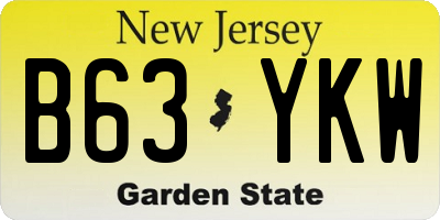 NJ license plate B63YKW