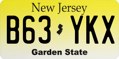 NJ license plate B63YKX