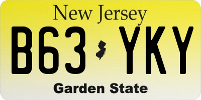 NJ license plate B63YKY