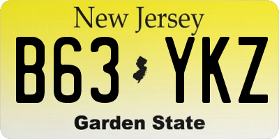 NJ license plate B63YKZ