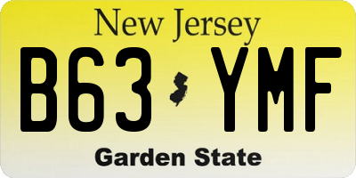 NJ license plate B63YMF