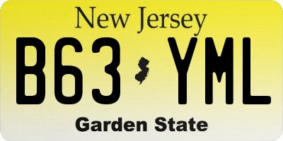 NJ license plate B63YML