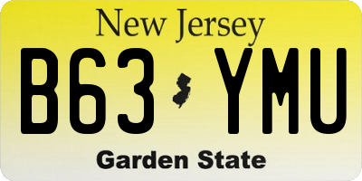 NJ license plate B63YMU