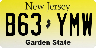 NJ license plate B63YMW
