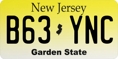 NJ license plate B63YNC