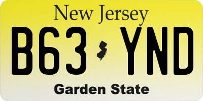NJ license plate B63YND