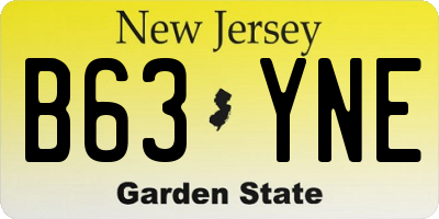 NJ license plate B63YNE