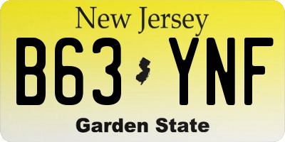 NJ license plate B63YNF