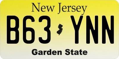 NJ license plate B63YNN