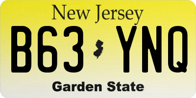 NJ license plate B63YNQ