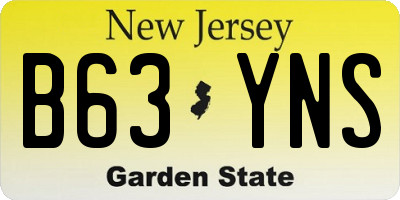 NJ license plate B63YNS