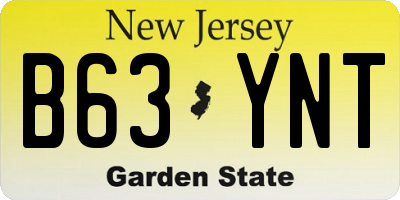 NJ license plate B63YNT