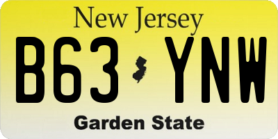 NJ license plate B63YNW