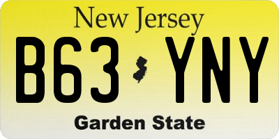 NJ license plate B63YNY