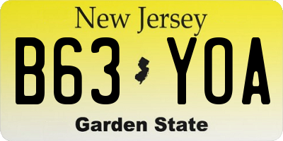 NJ license plate B63YOA