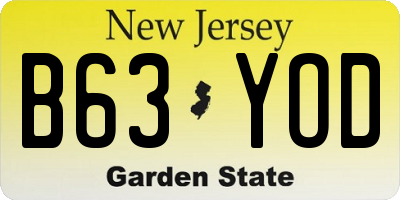 NJ license plate B63YOD