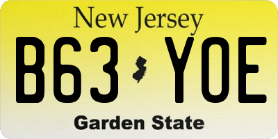 NJ license plate B63YOE