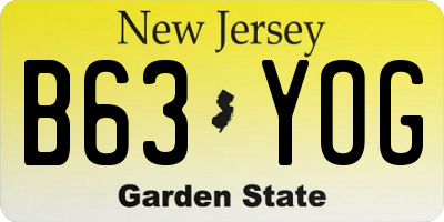NJ license plate B63YOG