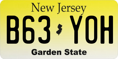 NJ license plate B63YOH