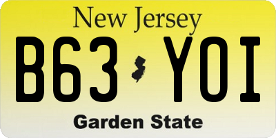 NJ license plate B63YOI