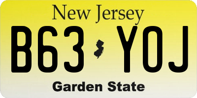 NJ license plate B63YOJ