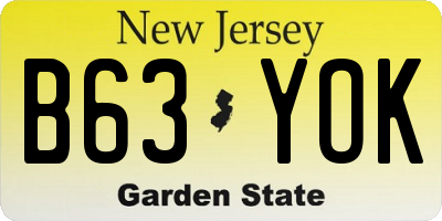 NJ license plate B63YOK