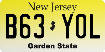 NJ license plate B63YOL