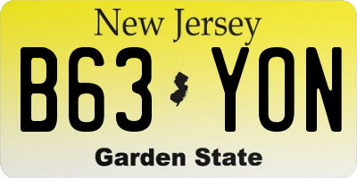 NJ license plate B63YON