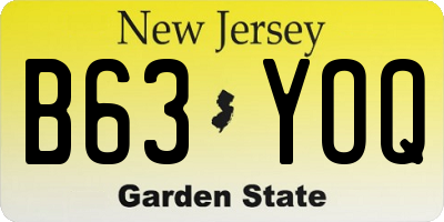 NJ license plate B63YOQ
