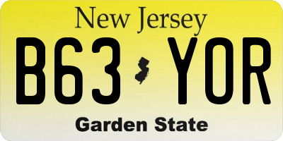 NJ license plate B63YOR