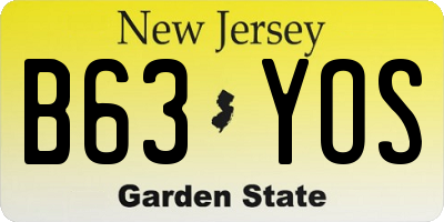 NJ license plate B63YOS