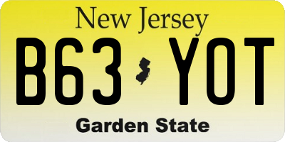 NJ license plate B63YOT