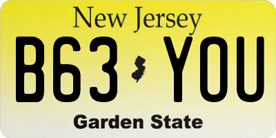 NJ license plate B63YOU