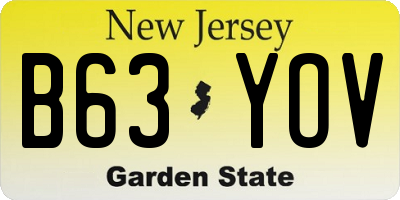 NJ license plate B63YOV