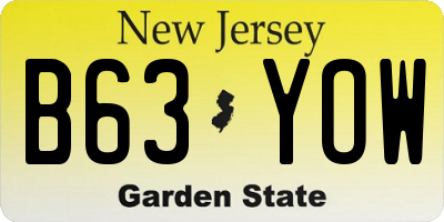 NJ license plate B63YOW