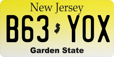 NJ license plate B63YOX
