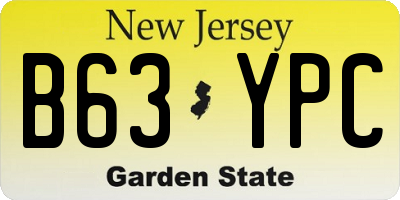 NJ license plate B63YPC