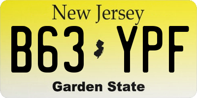 NJ license plate B63YPF