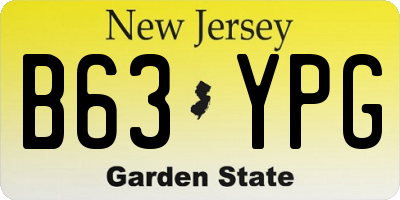 NJ license plate B63YPG