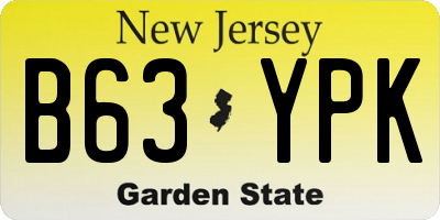 NJ license plate B63YPK