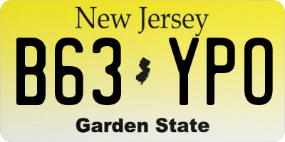 NJ license plate B63YPO