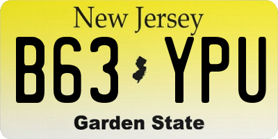 NJ license plate B63YPU