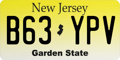 NJ license plate B63YPV