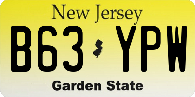 NJ license plate B63YPW