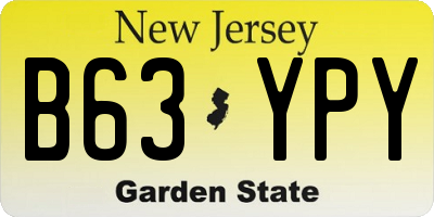 NJ license plate B63YPY