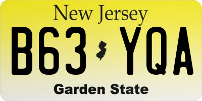 NJ license plate B63YQA